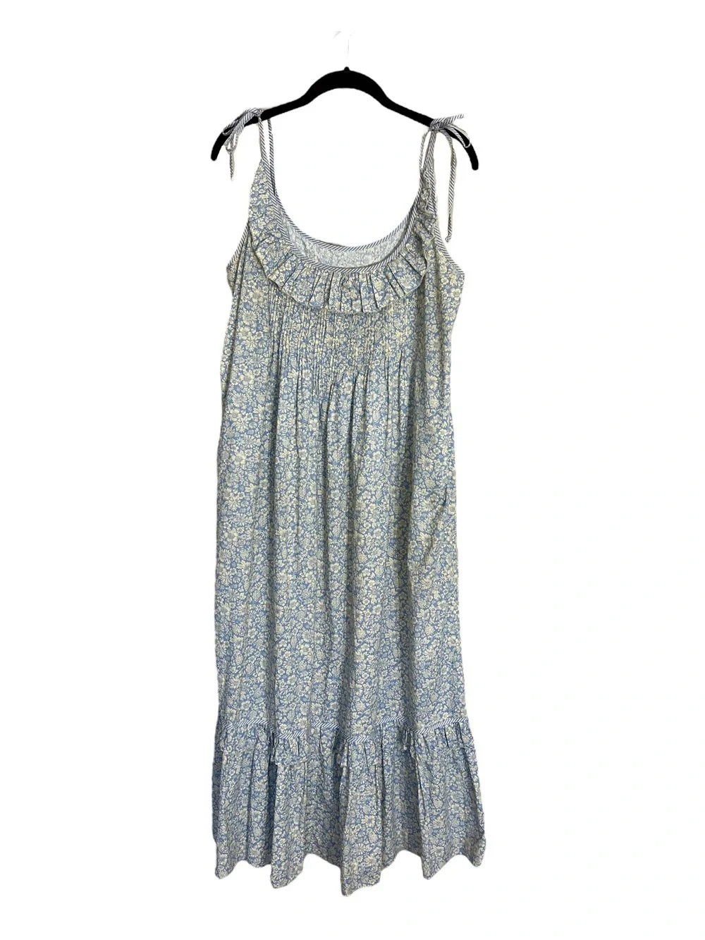 Christy Dawn Elaina midi dress daisy blue cotton tiered ruffle sz L prairie boho - Picture 2 of 16